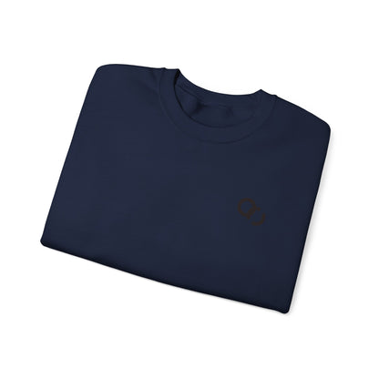 Minimalist White Crewneck Sweatshirt with Small Black Loop Logo