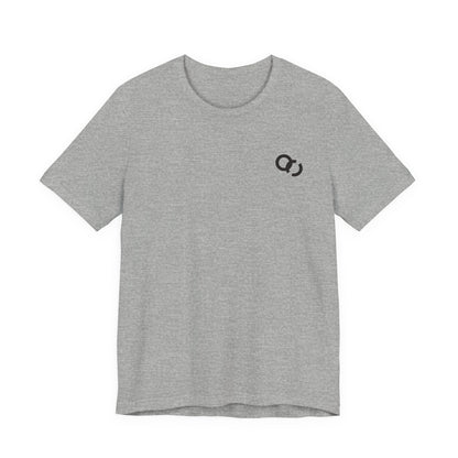 Minimal Infinity Loop Tee — Small Black Chest Logo T‑Shirt