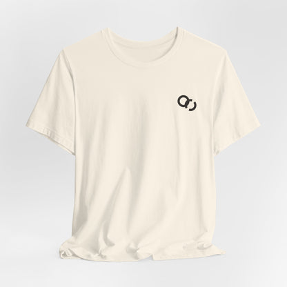 Minimal Infinity Loop Tee — Small Black Chest Logo T‑Shirt