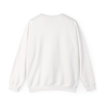 Minimalist White Crewneck Sweatshirt with Small Black Loop Logo