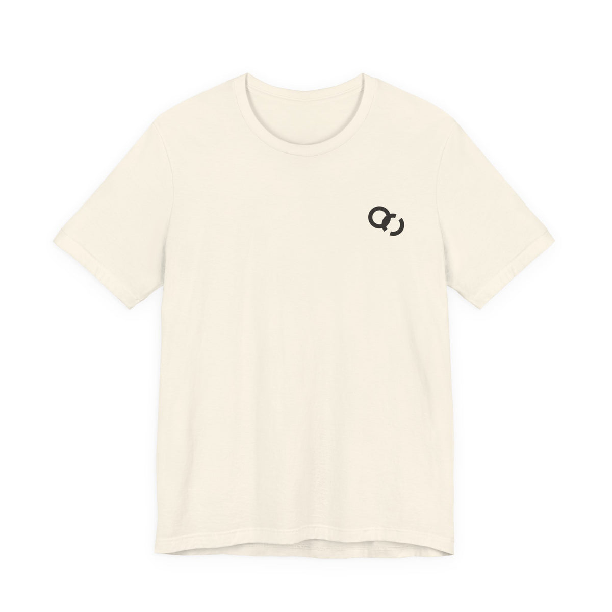Minimal Infinity Loop Tee — Small Black Chest Logo T‑Shirt