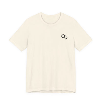 Minimal Infinity Loop Tee — Small Black Chest Logo T‑Shirt