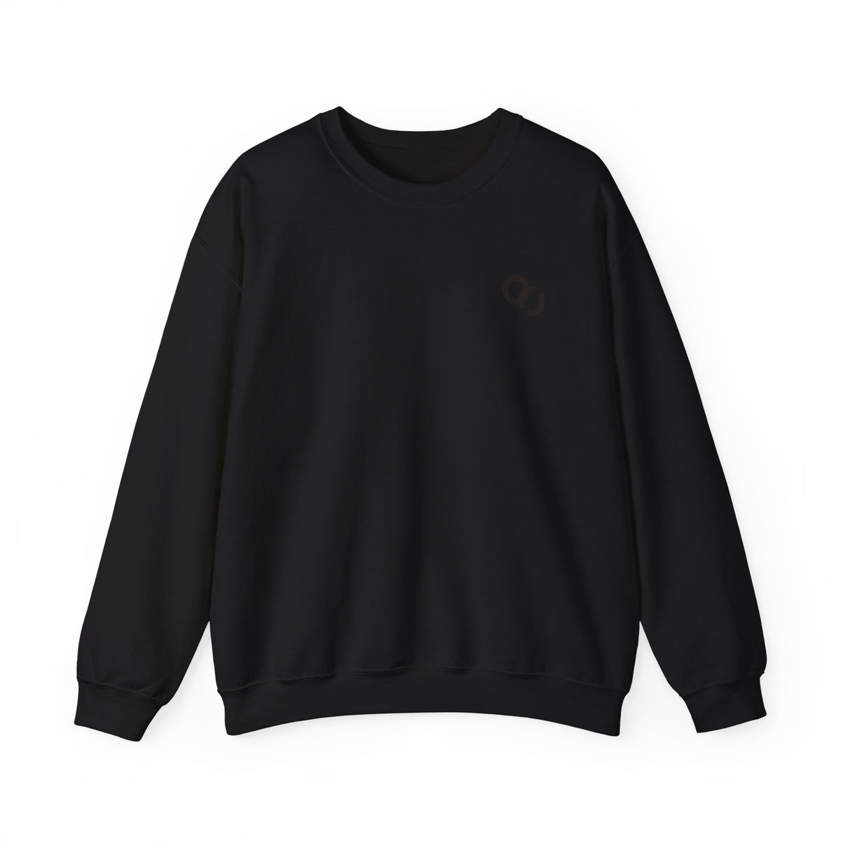 Minimalist White Crewneck Sweatshirt with Small Black Loop Logo