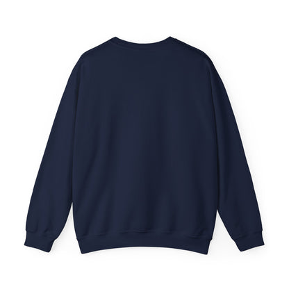 Minimalist White Crewneck Sweatshirt with Small Black Loop Logo