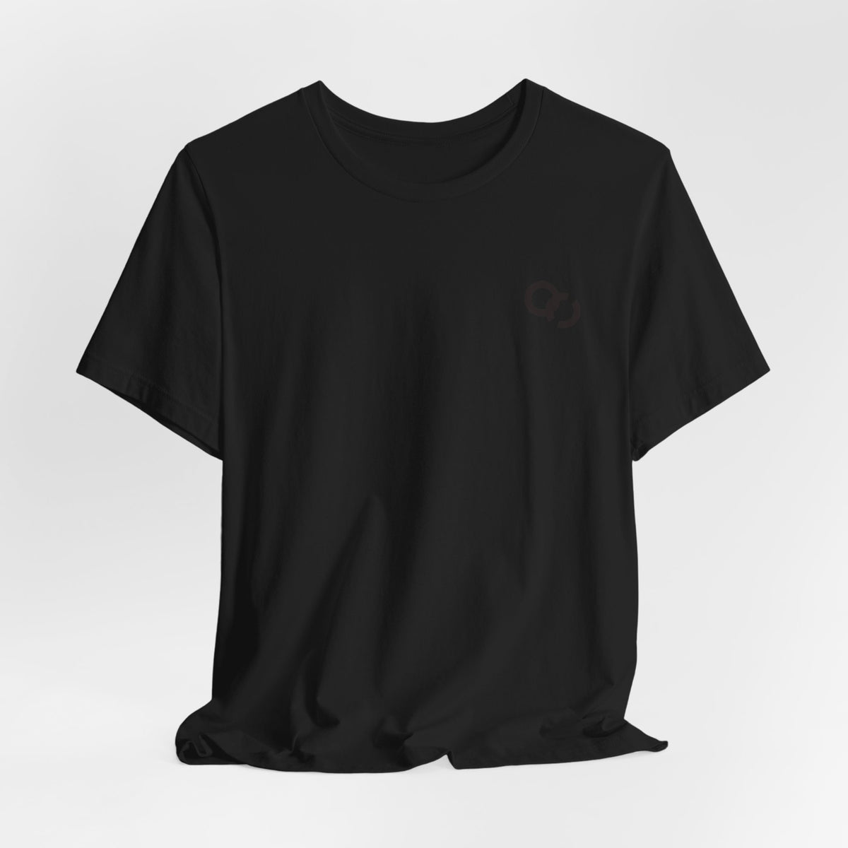 Minimal Infinity Loop Tee — Small Black Chest Logo T‑Shirt