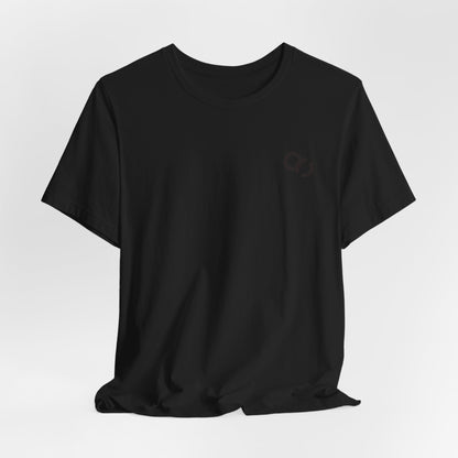 Minimal Infinity Loop Tee — Small Black Chest Logo T‑Shirt