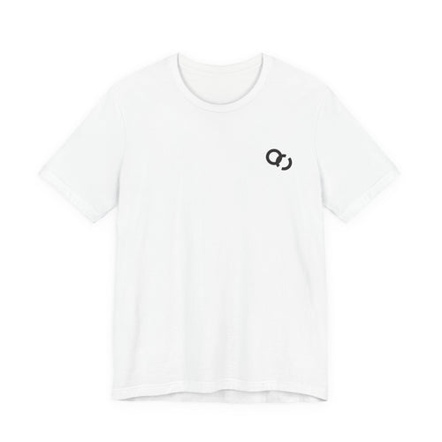 Minimal Infinity Loop Tee — Small Black Chest Logo T‑Shirt