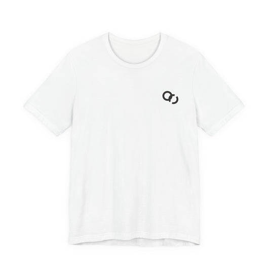 Minimal Infinity Loop Tee — Small Black Chest Logo T‑Shirt