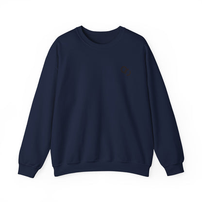 Minimalist White Crewneck Sweatshirt with Small Black Loop Logo