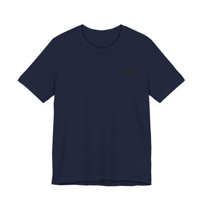 Minimal Infinity Loop Tee — Small Black Chest Logo T‑Shirt