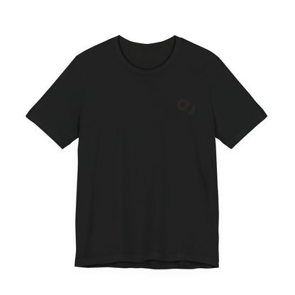 Minimal Infinity Loop Tee — Small Black Chest Logo T‑Shirt