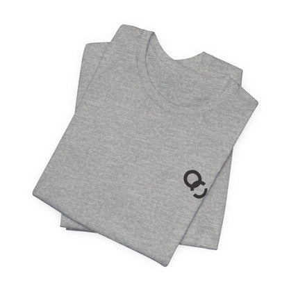 Minimal Infinity Loop Tee — Small Black Chest Logo T‑Shirt
