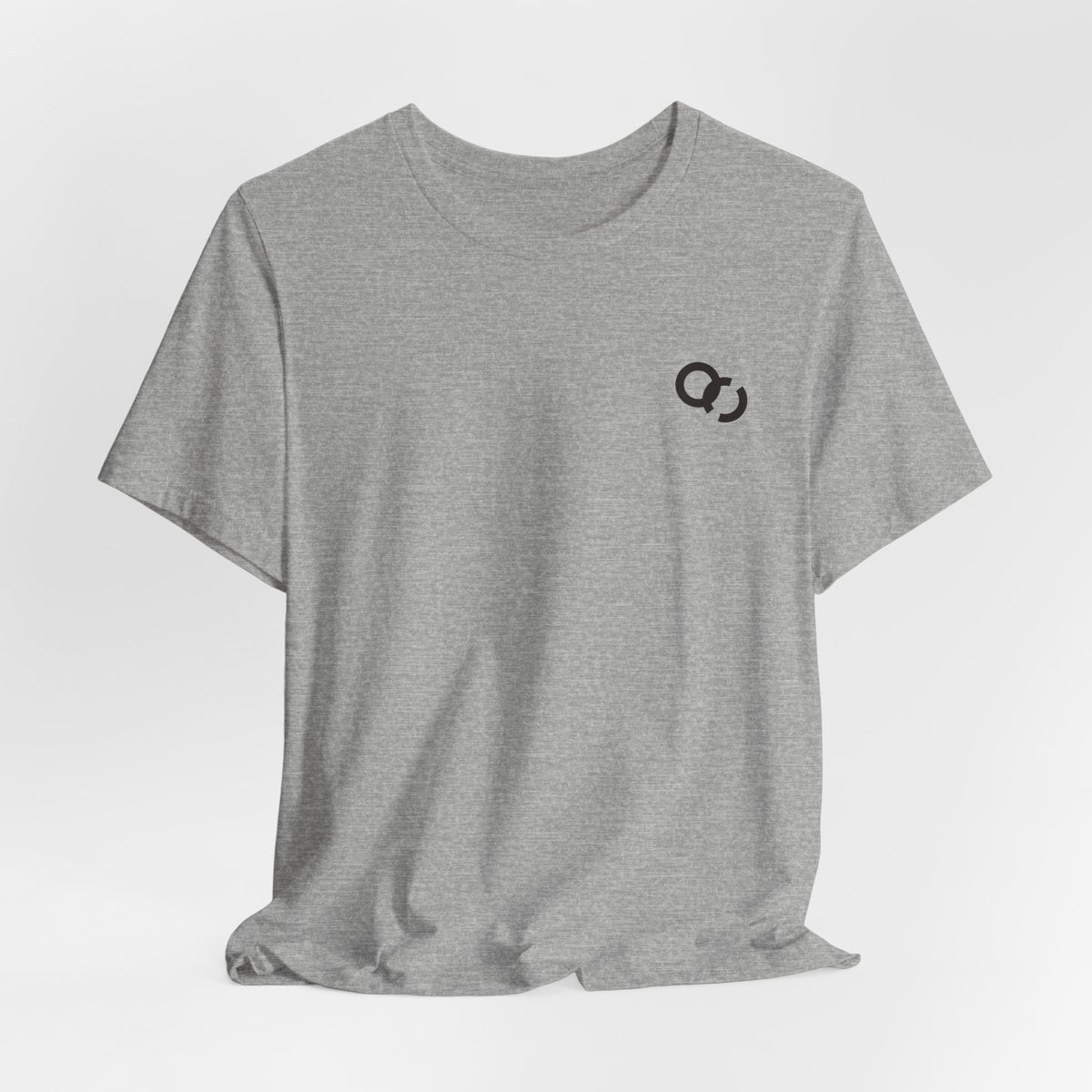 Minimal Infinity Loop Tee — Small Black Chest Logo T‑Shirt