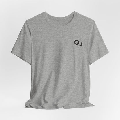 Minimal Infinity Loop Tee — Small Black Chest Logo T‑Shirt