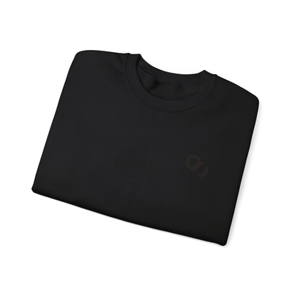 Minimalist White Crewneck Sweatshirt with Small Black Loop Logo