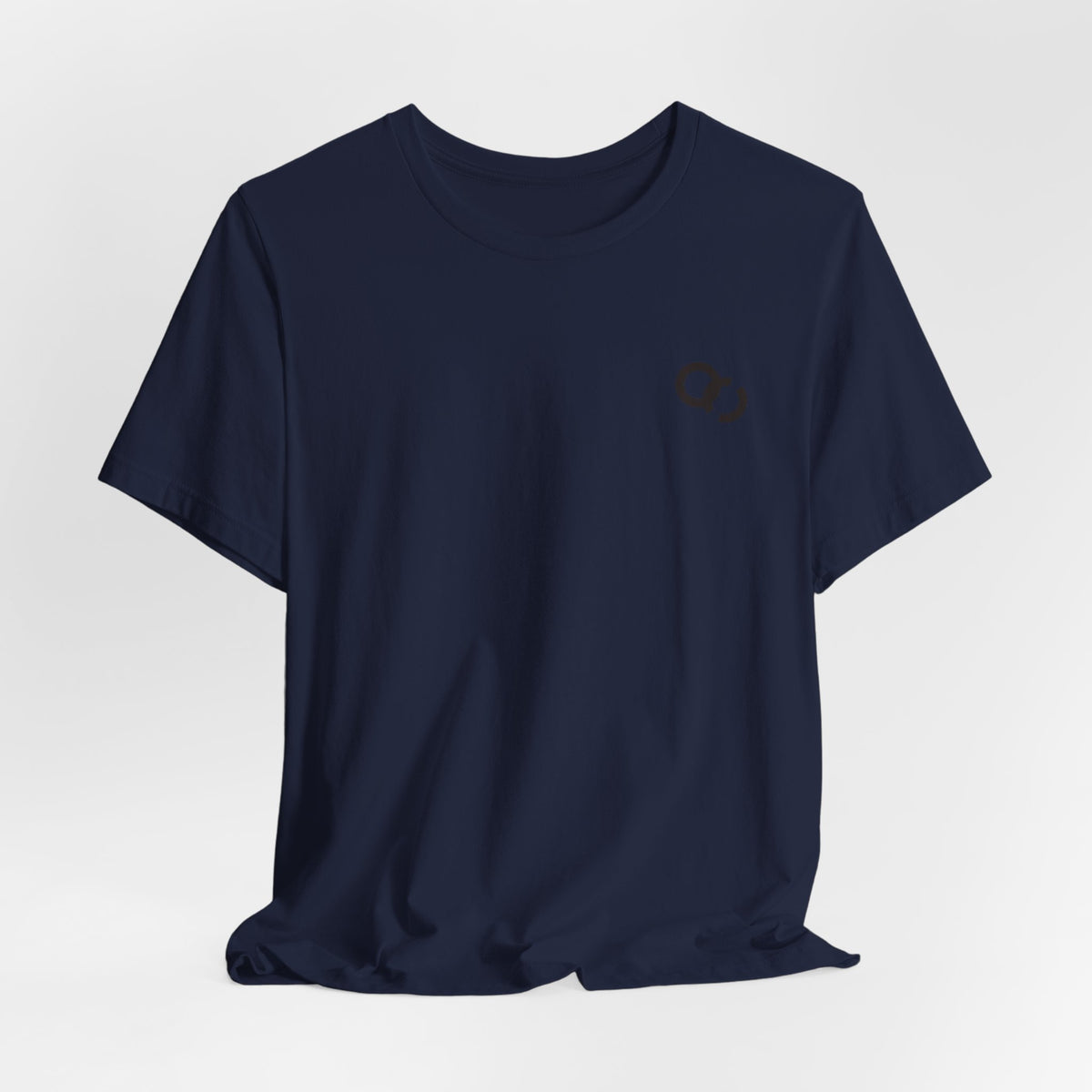 Minimal Infinity Loop Tee — Small Black Chest Logo T‑Shirt