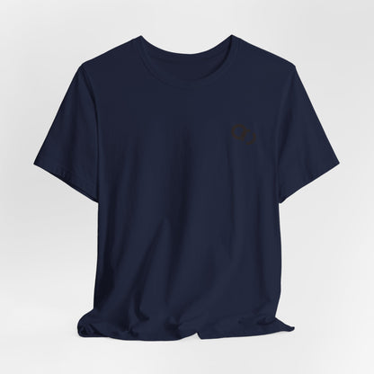 Minimal Infinity Loop Tee — Small Black Chest Logo T‑Shirt